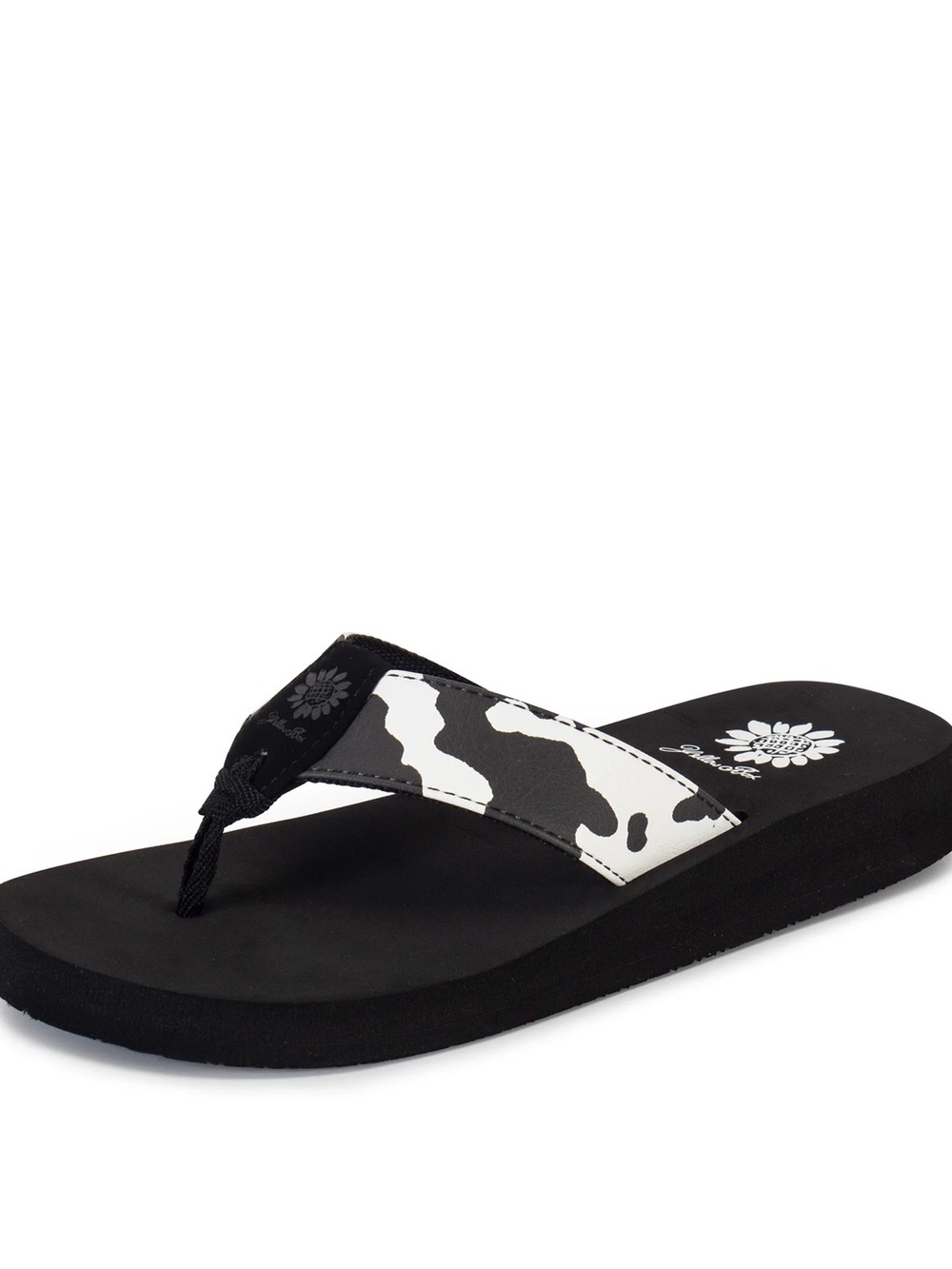 YELLOW BOX FLEXTER BLACK AND WHITE FLIP FLOPS MEDIUM WIDTH NEW IN BOOK - Picture 2 of 4